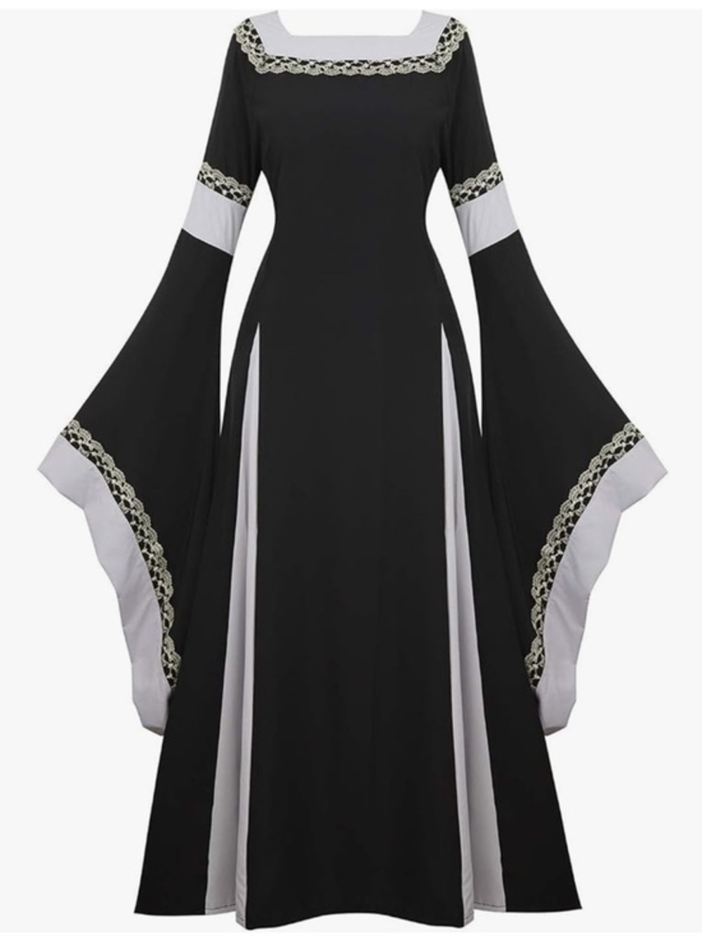 Women's Renaissance Pirate Peasant Medieval Halloween costume dress black -2XL